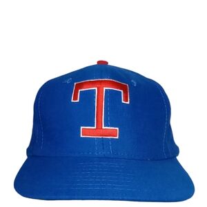 100% Wool 80s MLB Texas Rangers Blue Baseball Cap Hat OS